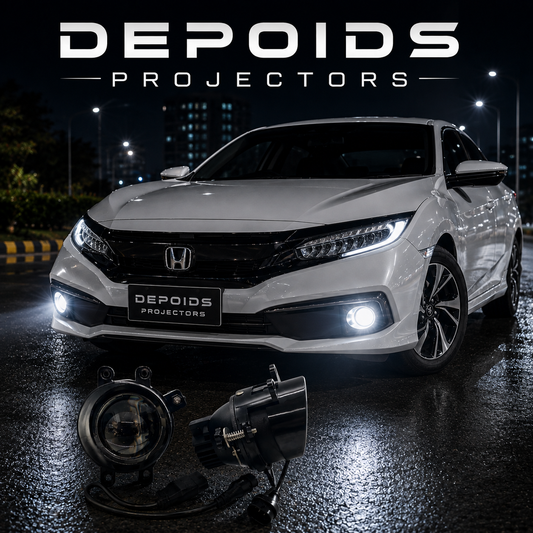 DEPOIDS 3 Color LED Projectors | White, Yellow & Warm | Universal Fit for Pakistani Cars
