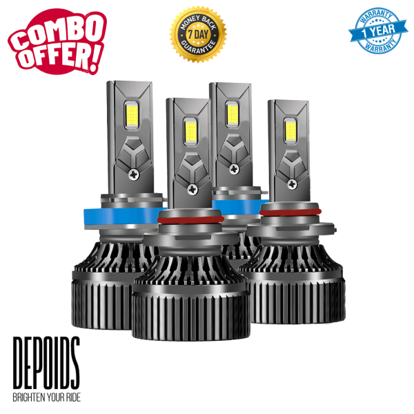 Depoids 400W LED Headlights Combo Bundle - Low Beam + High Beam - SAVE EXTRA!